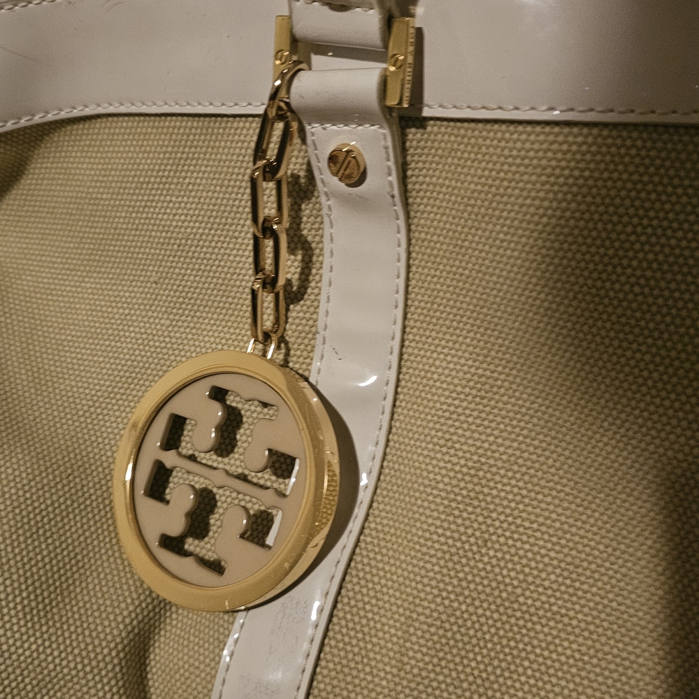 Tory Burch Tan and White Tote